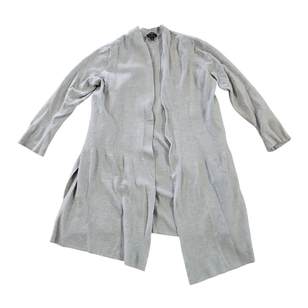 Talbots Womens Gray Elbow Sleeve Pure Merino Wool Cardigan Size 2x* Mature Work - Picture 2 of 10